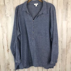 J. Jill Missy Popover  Cotton Shirt / Tunic  XL